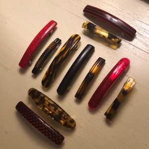 3 for $10 🌺 Lot of 11 Barrettes Hair Clips - Red, Black, Faux Tortoiseshell
